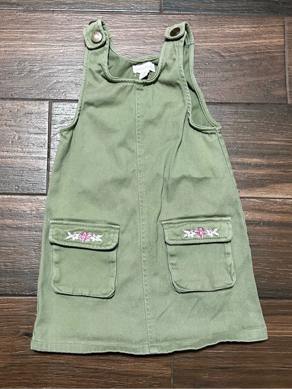 Cynthia Rowley Girls Romper Dress Green 5 Flower Embroidery